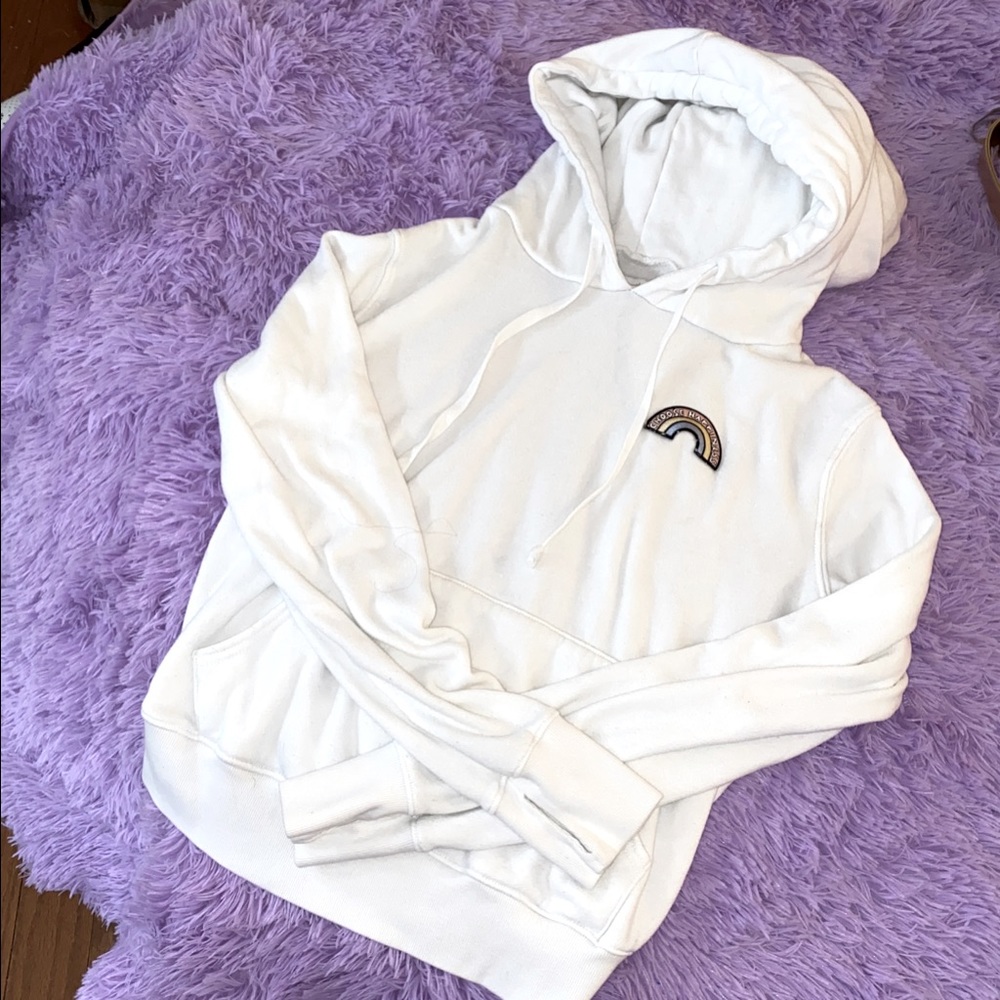 Pristine SG  Rainbow “Choose Happiness” Hoodie, White, XS!